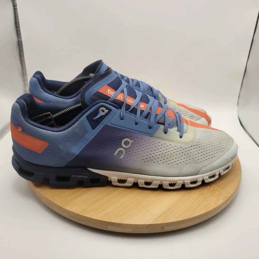 On Running Cloudflow Mens Blue Orange Grey Running Shoes 35.99237 Size 13